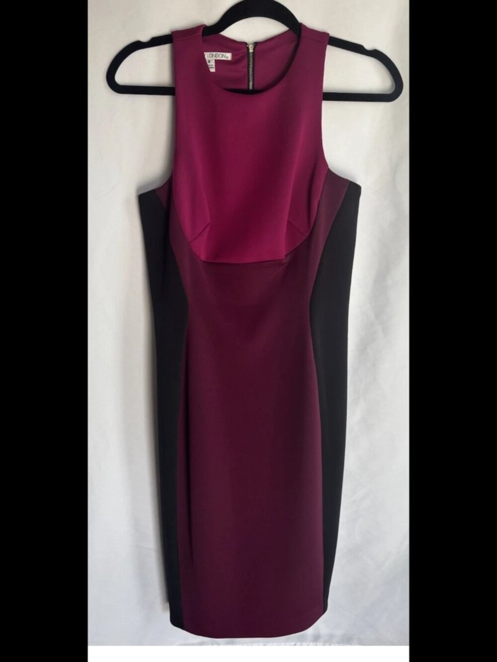 Maggy London Dress Size 8 Colorblock Shift Sheath Black Purple Pink Stretch